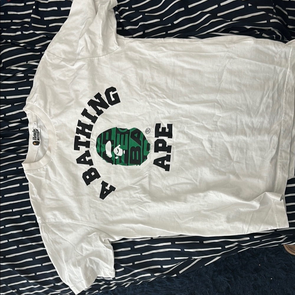 Bape White and Green Short Sleeve Tee